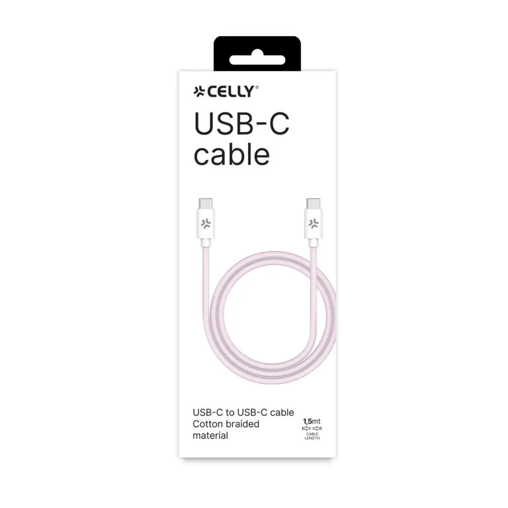 Celly USBCUSBCCOTTPK USB C to USB C (1,5 m) USB Kablosu Thumbnail 4