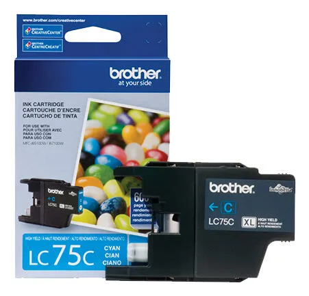 Brother LC75CS mürekkep kartuşu 1 adet Orijinal Yüksek (XL) Verimli Cam Göbeği