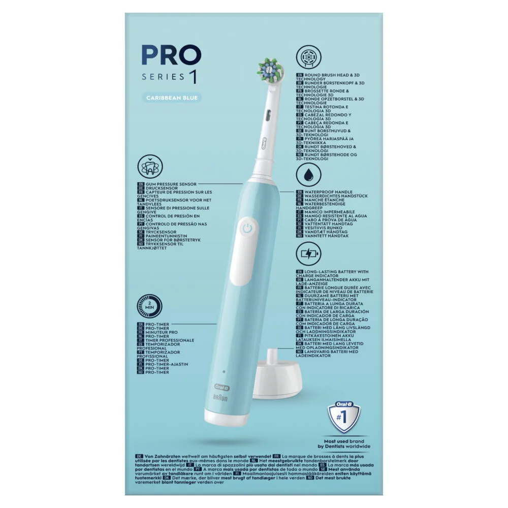 Oral-B Pro Series 1 Yetişkin Titreşimli diş fırçası Mavi, Beyaz Thumbnail 3
