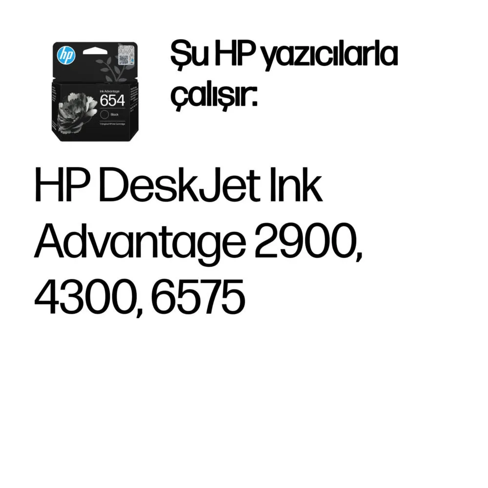 HP 654 Siyah Orijinal Mürekkep Avantajlı Kartuş 7FP39UE Thumbnail 2