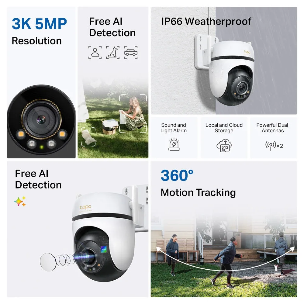 TP-Link TAPO C530WS(EU) security camera Küçük kule IP güvenlik kamerası Dışmekan 2880 x 1620 Piksel Duvar Thumbnail 4