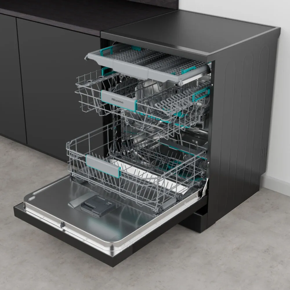 Hisense HS663A90BXUK Full Size Dishwasher - Black Inox Thumbnail 12