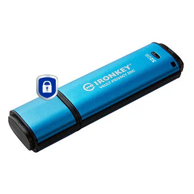 Kingston Technology IronKey Vault Privacy 50 IKVP50C/32GB 32 GB Type-C USB 3.2 250 MB/s Flash Bellek Thumbnail 1
