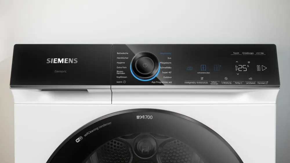 Siemens iQ700 WQ46B2DEX kurutucu Solo Önden yüklemeli 9 kg Beyaz Thumbnail 1