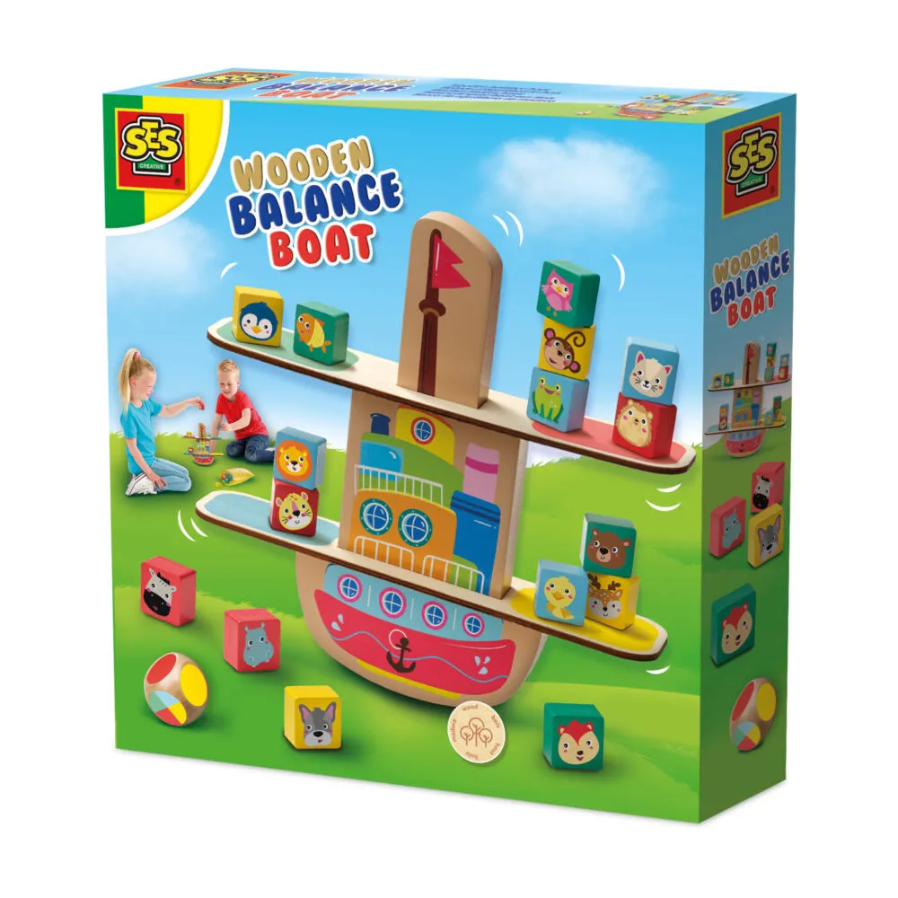 SES Creative Wooden balance boat Denge oyunu Aktif ve Beceri Oyuncakları