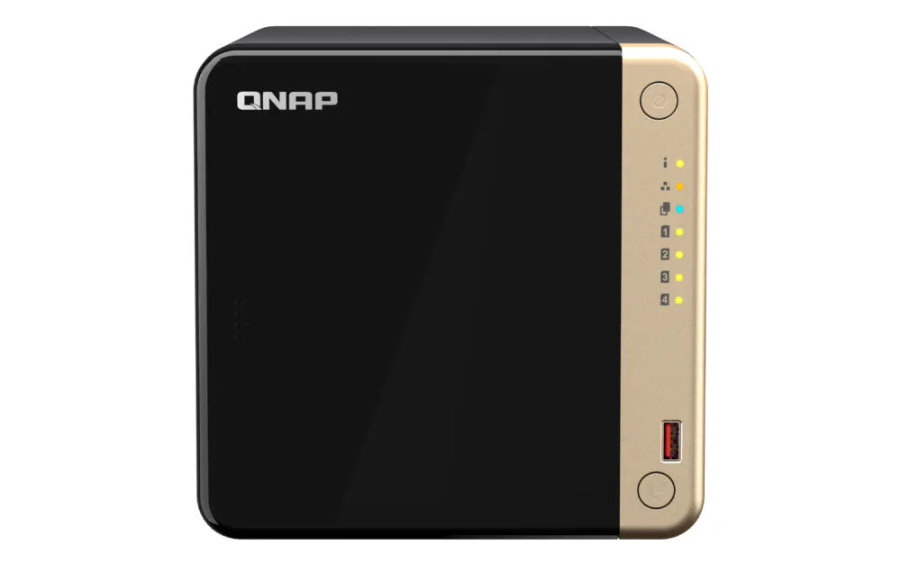 QNAP TS-464 NAS Dikey (Tower) Intel® Celeron® N5095 8 GB DDR4 32 TB HDD QNAP Turbo System Siyah, Altın