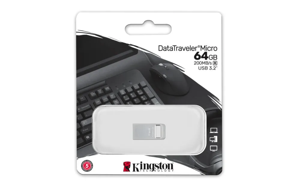 Kingston Technology DataTraveler Micro DTMC3G2/64GB 64 GB USB 3.2 200 MB/s Flash Bellek Thumbnail 6
