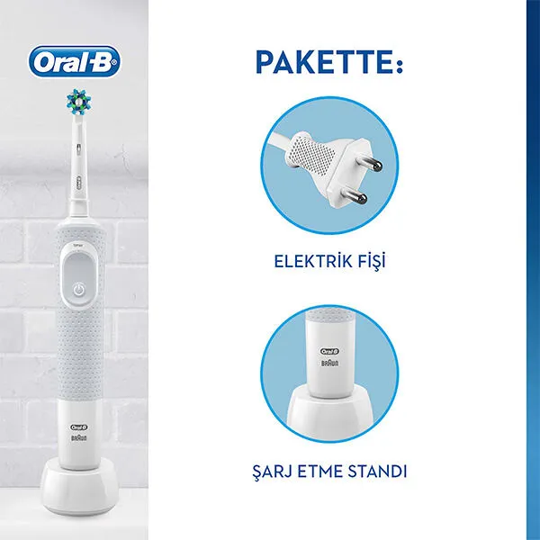 Oral-B Vitality D100 Cross Action Yetişkin Döner-titreşimli diş fırçası Gri, Beyaz Thumbnail 1
