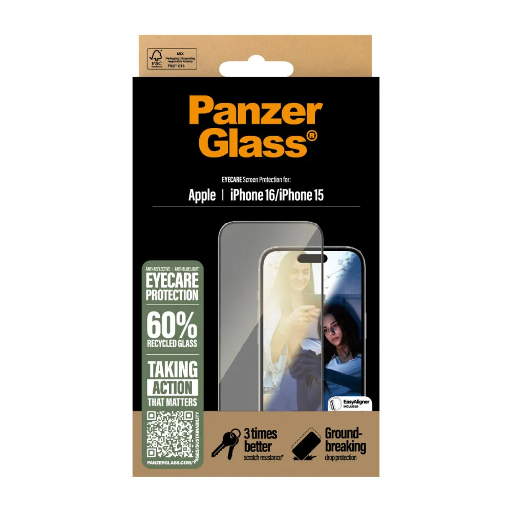 PanzerGlass® EyeCARE™ Screen Protector iPhone 16 | 15 | Ultra-Wide Fit 2865 Thumbnail 4