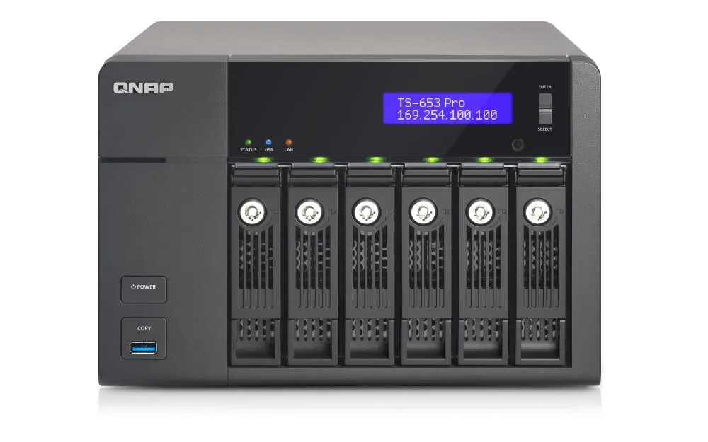 QNAP TS-653 Pro NAS Dikey (Tower) Intel® Celeron® 8 GB DDR3L 6 TB HDD QNAP QTS Alüminyum, Siyah