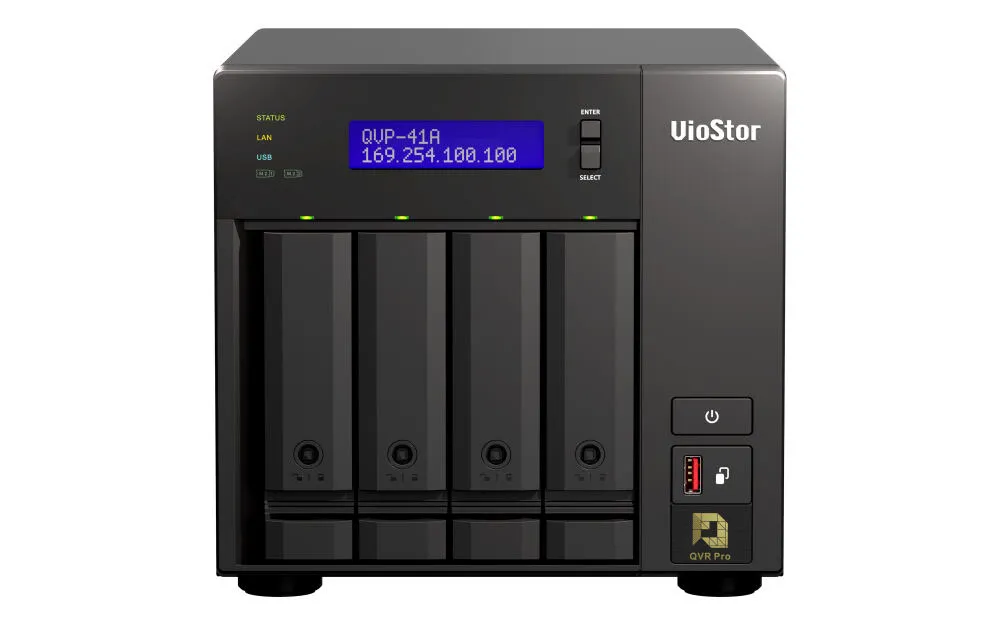 QNAP QVP-41A NAS Dikey (Tower) Intel® Pentium® G5400T 8 GB DDR4 16 TB HDD QVR Pro Siyah