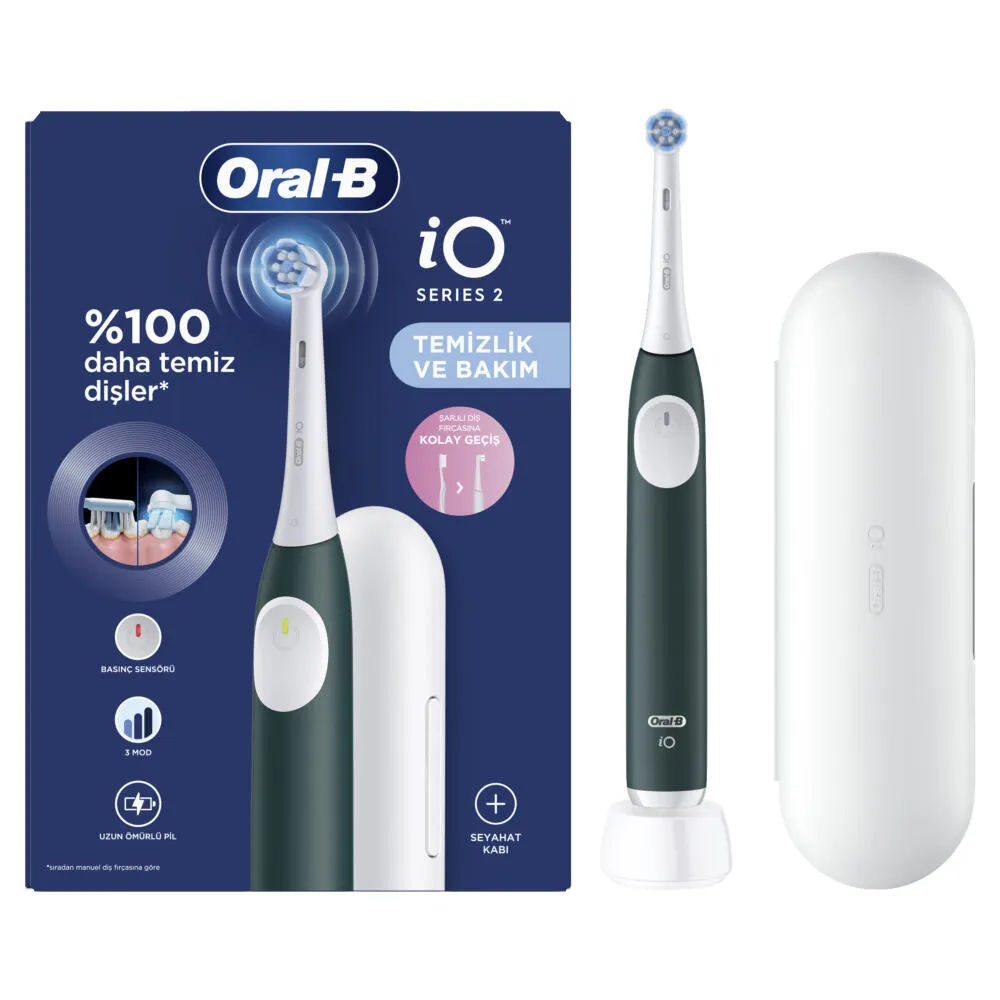 Oral-B iO IO2 ŞARJLI YEŞIL DIŞ FIRÇASI + SEYAHAT ÇANTASI Şarjlı Diş Fırçaları