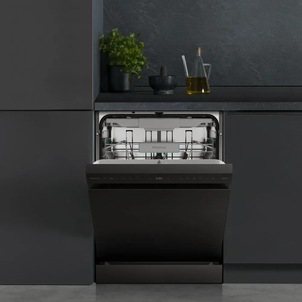 Hisense HS663A90BXUK Full Size Dishwasher - Black Inox Thumbnail 6