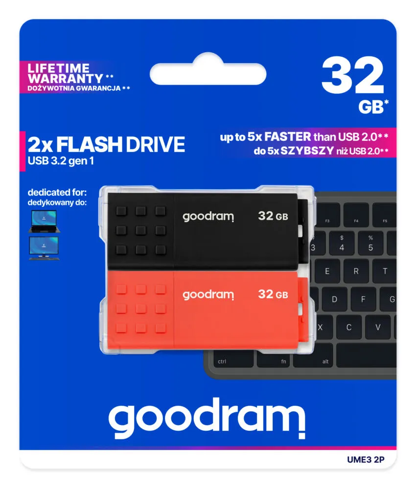 Goodram 2-PACK UME3-0320MXR11-2P 64 GB USB 3.2 Flash Bellek Thumbnail 1