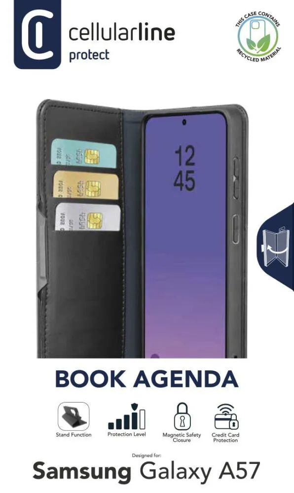 Cellularline Book Agenda 2 Cep telefonu kılıfı 17 cm (6.7") Klasör Siyah Thumbnail 1
