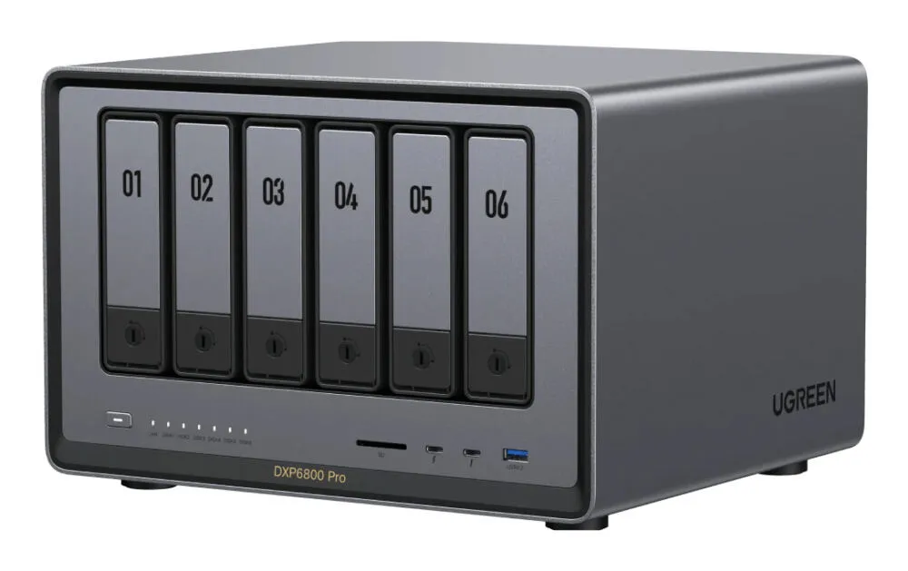 Ugreen NASync DXP6800 Pro NAS Kompakt Intel® Core™ i5 i5-1235U 8 GB DDR5 UGOS Pro Siyah