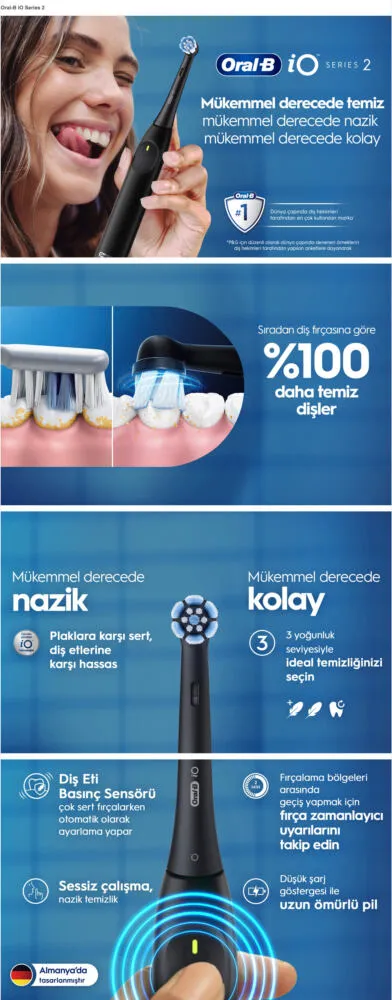 Oral-B iO IO2 ŞARJLI SIYAH DIŞ FIRÇASI + SEYAHAT ÇANTASI Thumbnail 5