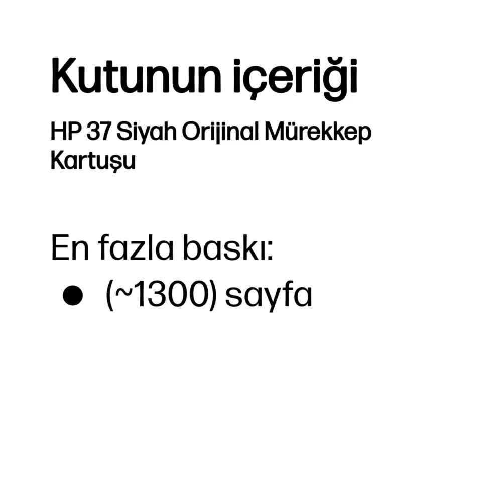 HP 37 Siyah Orijinal Mürekkep Kartuşu 7FP45AE Thumbnail 3