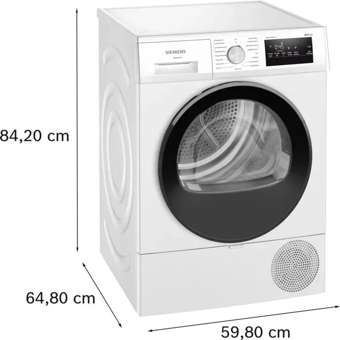 Siemens iQ300 WT45HVU7AT kurutucu Solo Önden yüklemeli 8 kg Beyaz Thumbnail 4