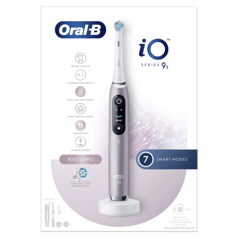 Oral-B iO 9S Yetişkin Döner-titreşimli diş fırçası Pembe, Beyaz Şarjlı Diş Fırçaları