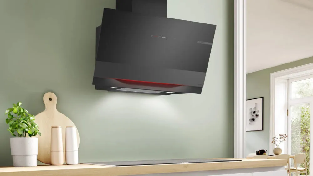 Bosch Serie 8 DWK91LT65 ocak bacası Duvara monteli Siyah 441 m³/Saat Thumbnail 1