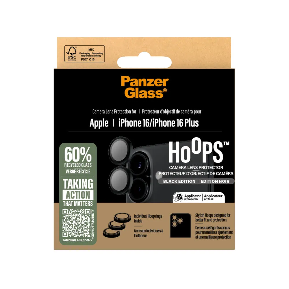 PanzerGlass® Hoops® Black Camera Lens Protector iPhone 16 | 16 Plus 1283CA Thumbnail 4