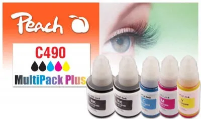 Peach PI100-439 mürekkep kartuşu 5 adet Uyumlu Standart Verimlilik Siyah, Cam Göbeği, Macenta, Sarı