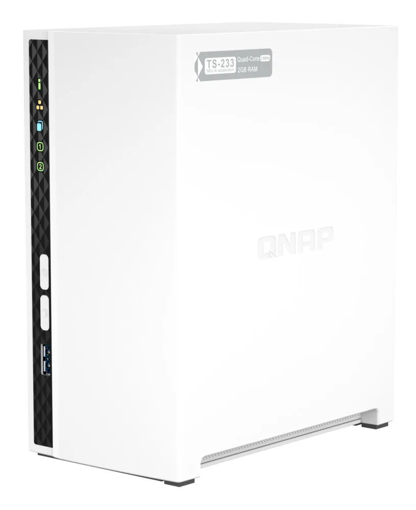 QNAP TS-233 + 2x ST2000VN003 NAS Mini Dikey (Tower) Cortex-A55 2 GB 4 TB QNAP QTS Beyaz Thumbnail 3