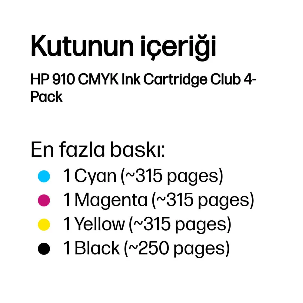 HP 910 CMYK Ink Cartridge Club 4-Pack A2QG4BN Thumbnail 4