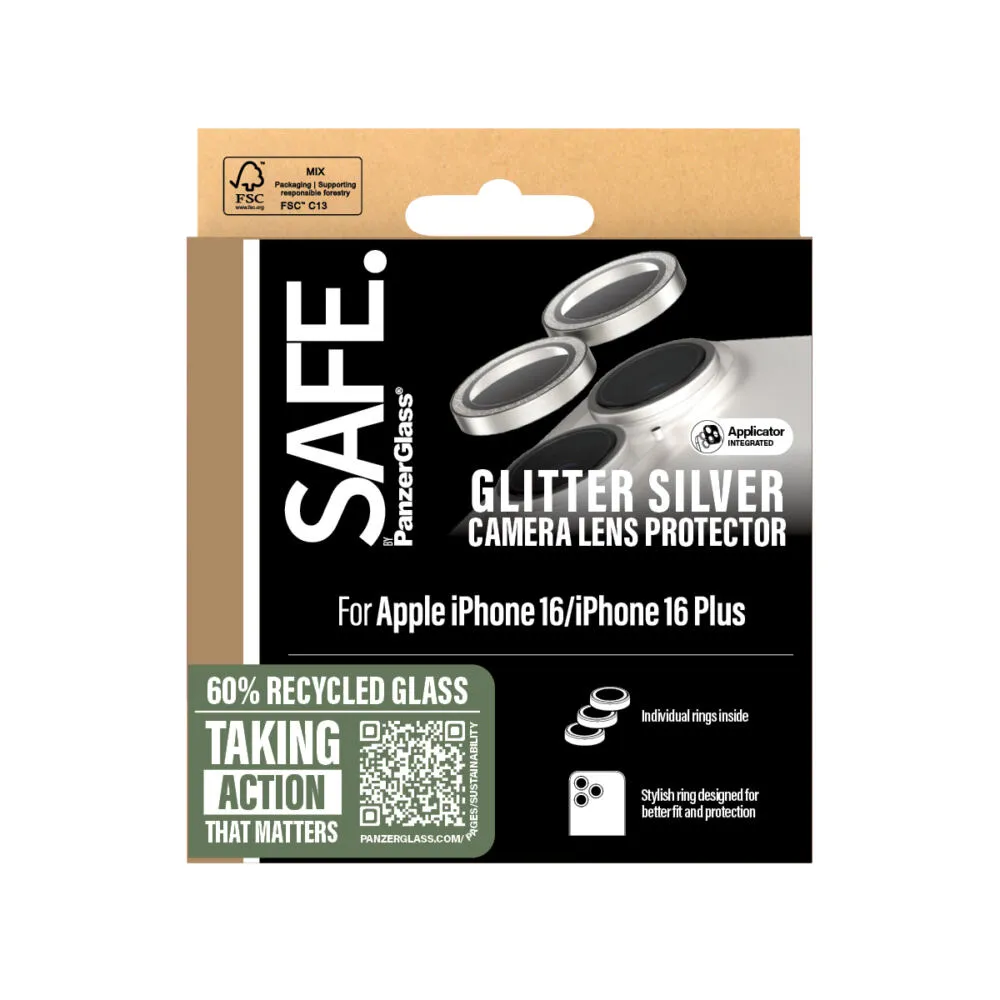 PanzerGlass SAFE. by PanzerGlass® Camera Lens Protector Glitter Silver iPhone 16 | 16 Plus SAFE95892 Thumbnail 3