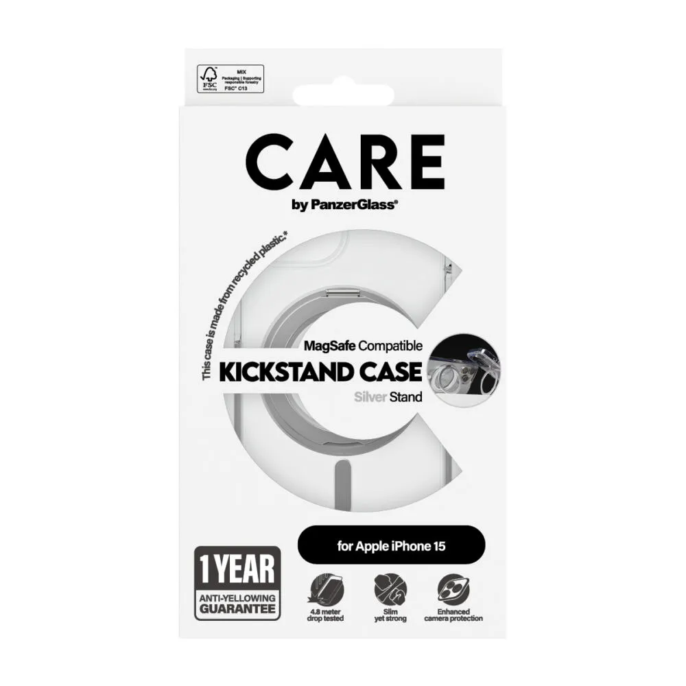 PanzerGlass CARE™ by PanzerGlass® Case Transparent w. Silver Kickstand & MagSafe iPhone 15 1413 Thumbnail 5
