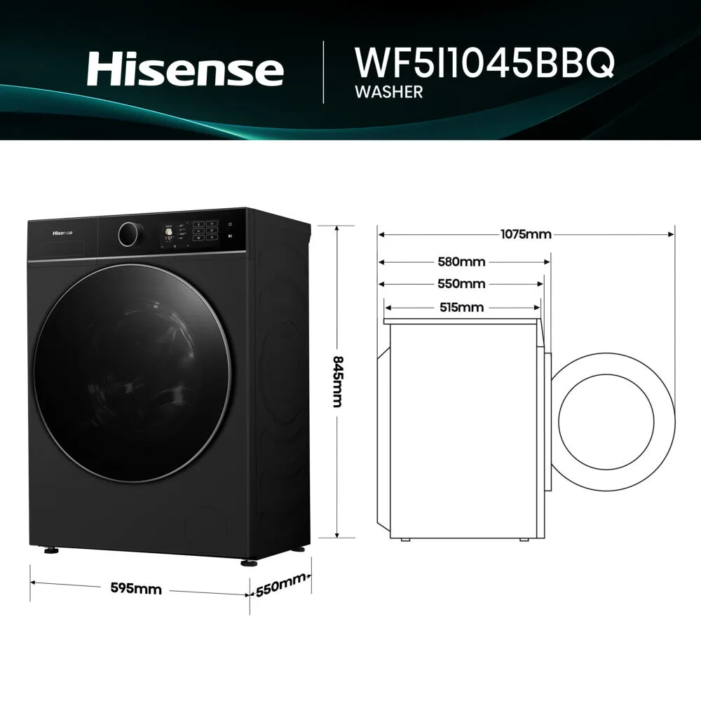 Hisense WF5I1045BBQ 10.5 kg 1400 Devir Çamaşır Makinesi Thumbnail 5