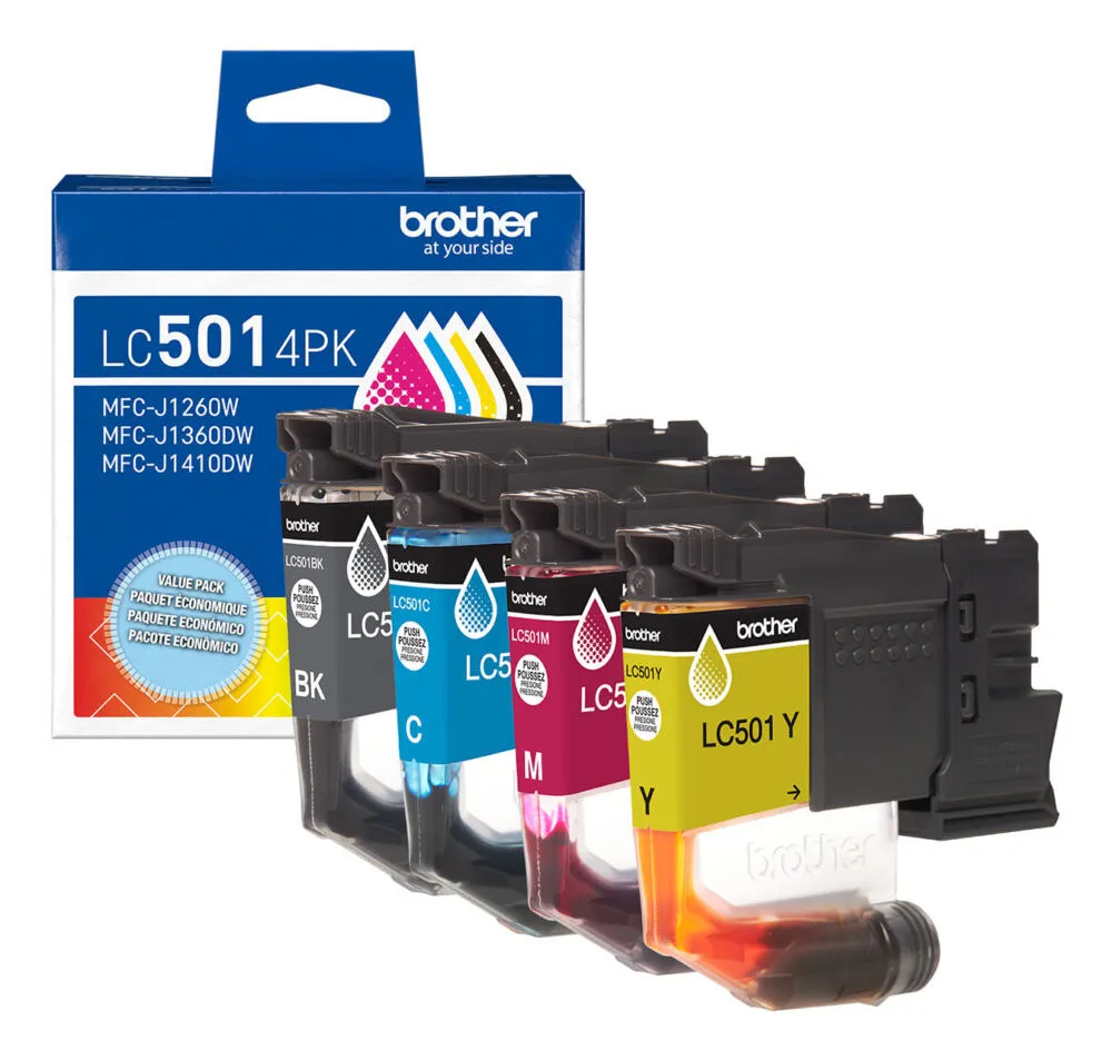 Brother LC5014PKS mürekkep kartuşu 4 adet Orijinal Standart Verimlilik Siyah, Cam Göbeği, Macenta, Sarı