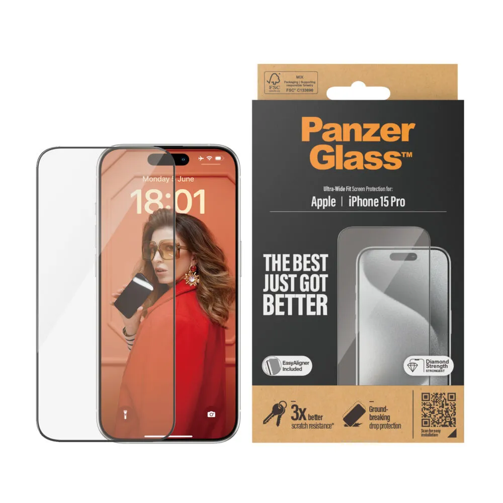 PanzerGlass® Screen Protector iPhone 15 Pro | Ultra-Wide Fit w. EasyAligner 2810 Thumbnail 1