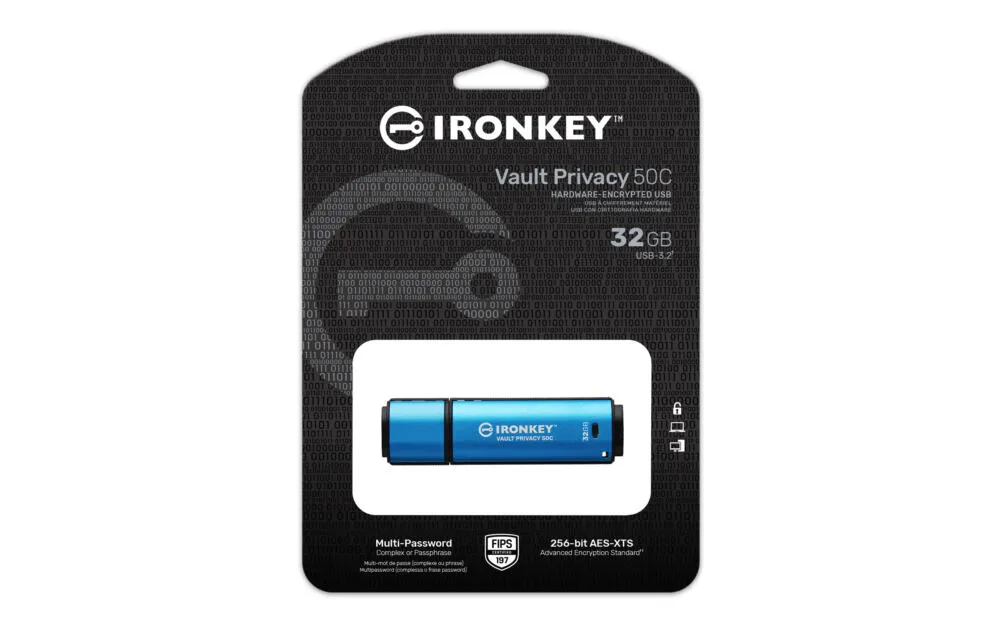 Kingston Technology IronKey Vault Privacy 50 IKVP50C/32GB 32 GB Type-C USB 3.2 250 MB/s Flash Bellek Thumbnail 3