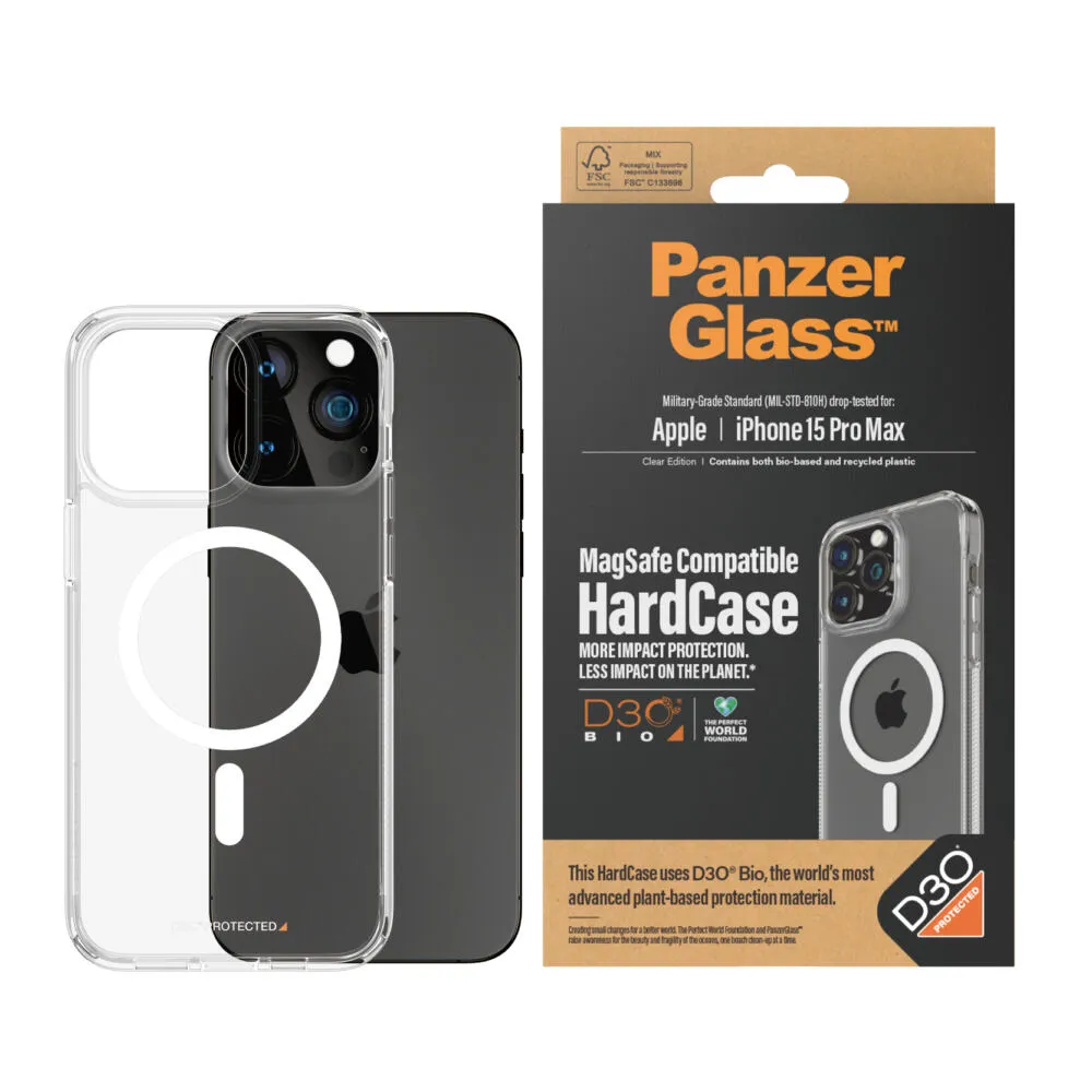 PanzerGlass® HardCase Transparent w. White MagSafe & D3O® iPhone 15 Pro Max 1183 Thumbnail 2