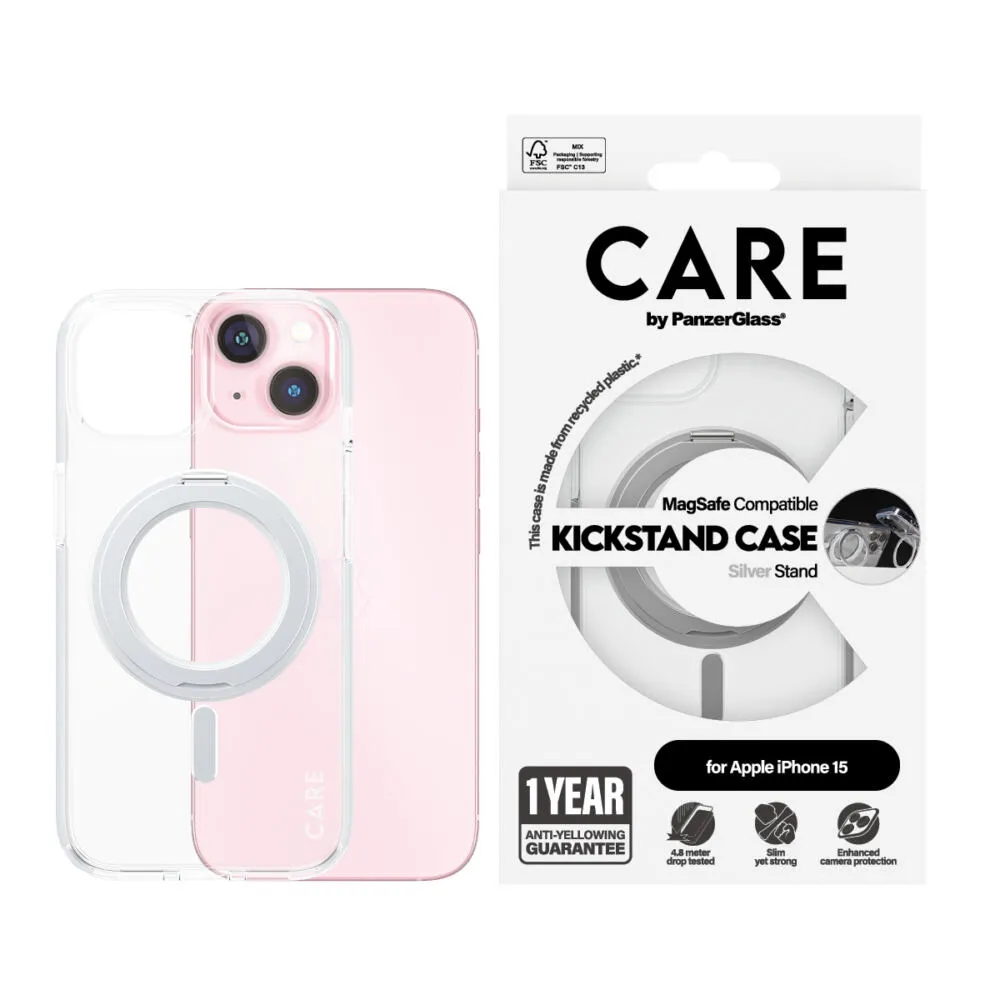 PanzerGlass CARE™ by PanzerGlass® Case Transparent w. Silver Kickstand & MagSafe iPhone 15 1413 Thumbnail 3