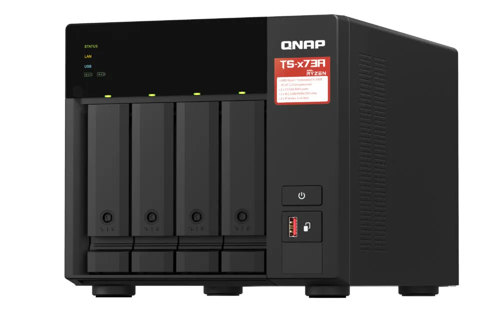 QNAP TS-473A Dikey (Tower) Ryzen Embedded V1500B 8 GB DDR4 16 TB HDD QNAP Turbo System Siyah Thumbnail 3