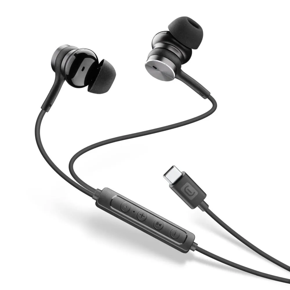 Cellularline AUANCTYPECK kulaklık ve mikrofonlu kulaklık Kablolu Kulak içi Aramalar/Müzik USB C Tipi Siyah Thumbnail 3