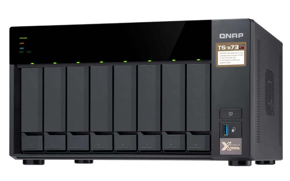 QNAP TS-873 NAS Dikey (Tower) AMD Embedded R-Series SoC RX-421ND 4 GB DDR4 Siyah