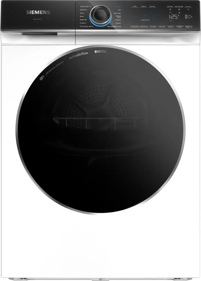 Siemens iQ700 WR47B2C9GB kurutucu Solo Önden yüklemeli 9 kg Siyah, Beyaz Kurutma Makinesi