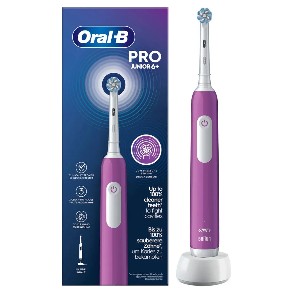 Oral-B PRO Junior Çocuk Döner-titreşimli diş fırçası Mor Şarjlı Diş Fırçaları