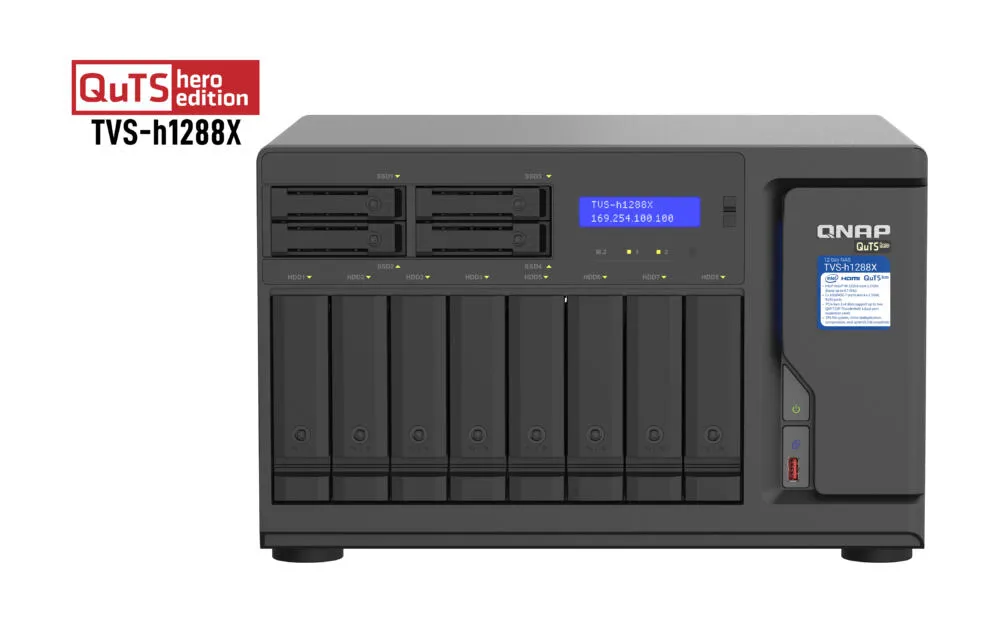 QNAP TVS-H1288X NAS Dikey (Tower) Intel® Xeon® W-1250 16 GB DDR4 72 TB HDD QuTS hero Siyah