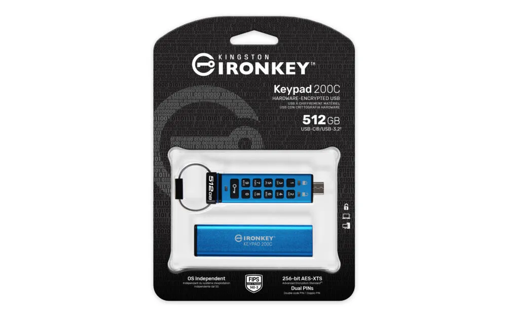 Kingston Technology IronKey Keypad 200 IKKP200C/512GB 512 GB Type-C USB 3.2 280 MB/s Flash Bellek Thumbnail 3