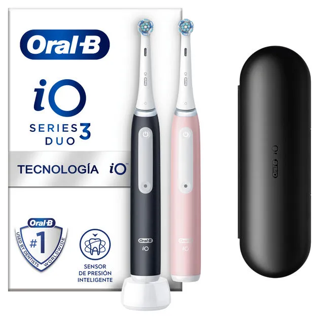 Oral-B iO3 Duo Yetişkin Titreşimli diş fırçası Siyah, Gül, Beyaz Şarjlı Diş Fırçaları
