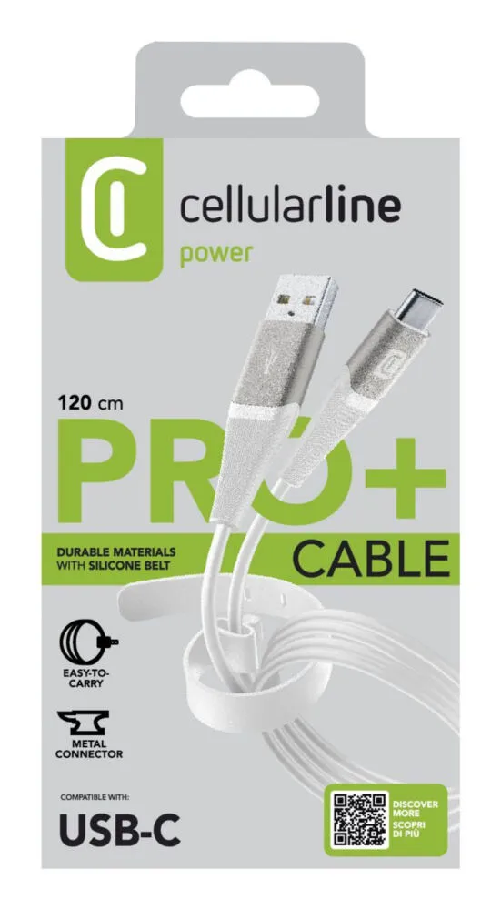 Cellularline 8018080433610 USBDATABELTUSBCW USB A to USB C (1,2 m) USB Kablosu Thumbnail 5