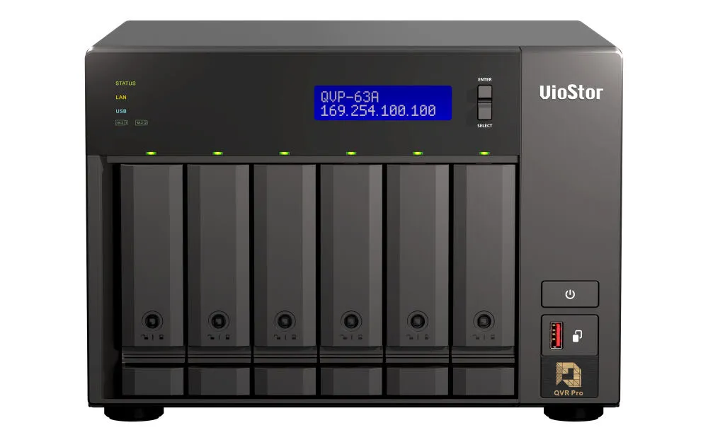 QNAP QVP-63A NAS Dikey (Tower) Intel® Core™ i3 i3-8100T 16 GB DDR4 12 TB HDD QVR Pro Siyah