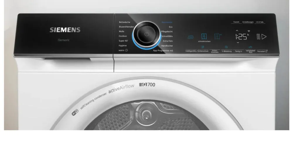 Siemens iQ700 WR47B2C90 topTeam kurutucu Solo Önden yüklemeli 9 kg Beyaz Thumbnail 1