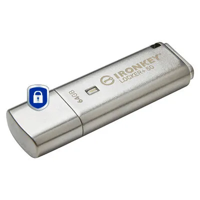 Kingston Technology IronKey Locker+ 50 IKLP50/64GB 64 GB USB 3.2 Flash Bellek Thumbnail 1