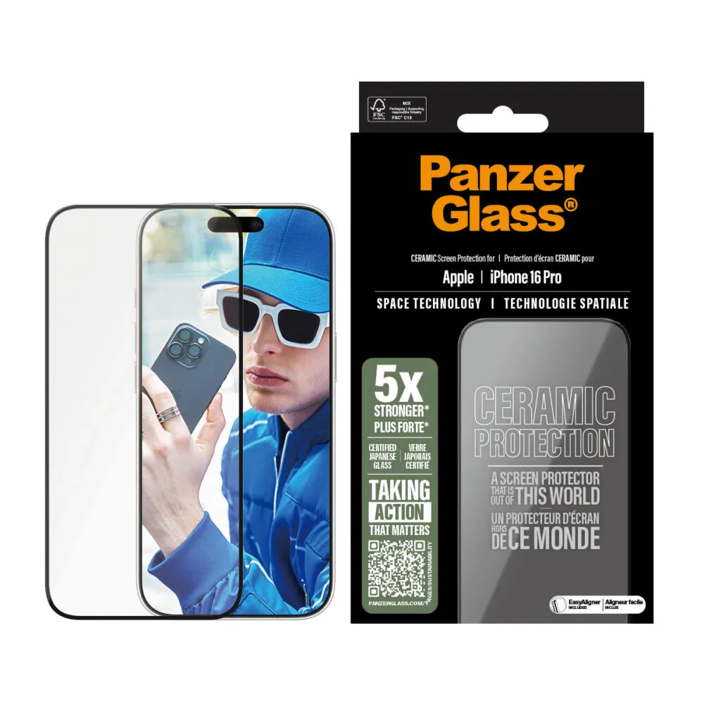 PanzerGlass® Ceramic Screen Protector iPhone 16 Pro | Ultra-Wide Fit 2854CA Thumbnail 1